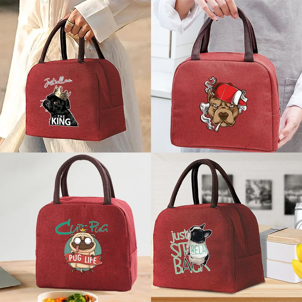 

Dog Print Pattern Cooler Lunch Bag Portable Insulated Canvas Bento Tote Thermal School Picnic Food Storage Pouch Teacher Gift