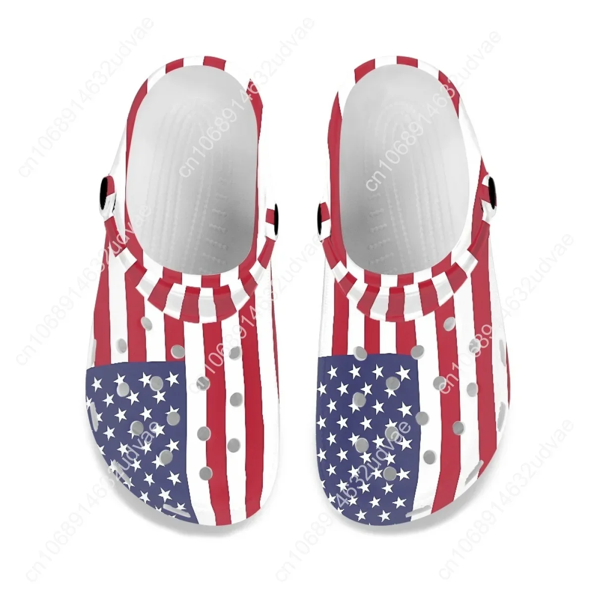 Fashion American Flag Hole Shoes for Women Men Lightweight Non-Slip Slippers Outdoor Clogs Adult Unisex EVA Sandals