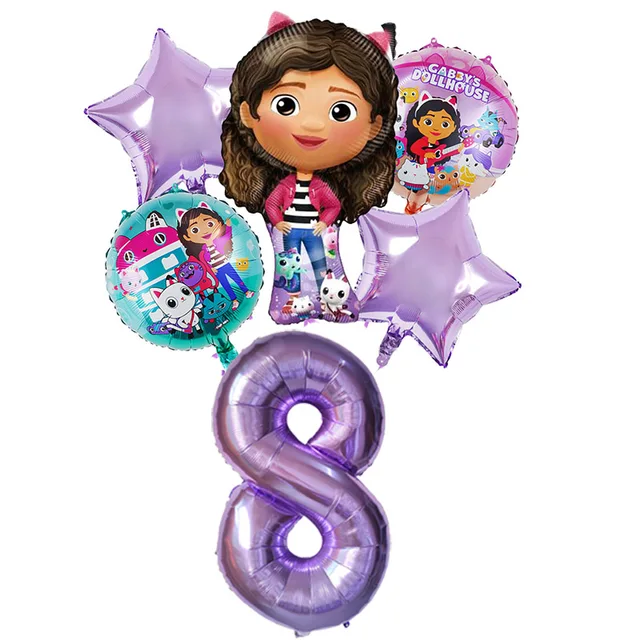 Ensemble de ballons pour maison de poupée Gabby, 6 pièces, fournitures de décoration de fête d'anniversaire pour filles, ballons à hélium pour réception-cadeau pour bébé 4