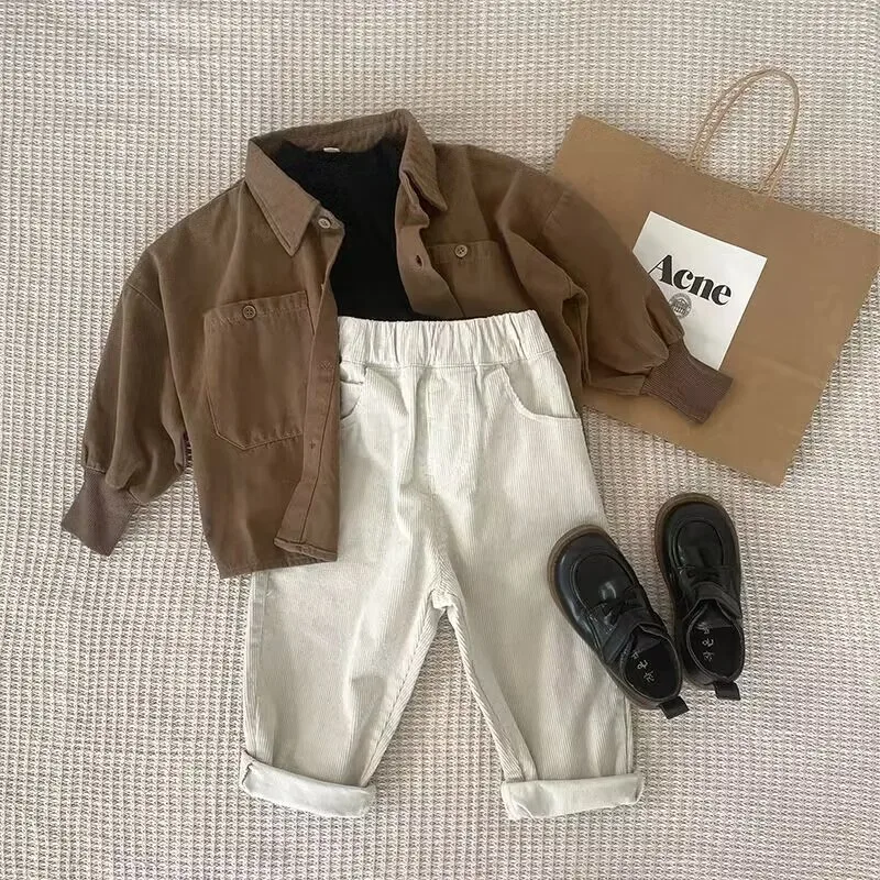 Kids Boys Autumn Suit 2023 New Children's Cotton Shirts and Pants 2-Piece Baby Spring and Autumn Clothing Set