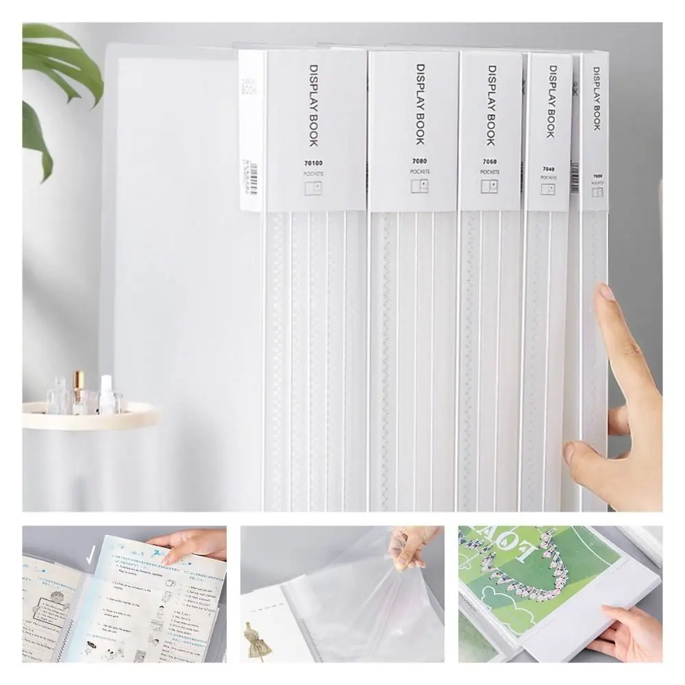 A4 File Folder Large Capacity Document Container Multifunctional Transparent Paper Organizer 20/30/40/60/80/100 Sheets