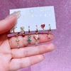 MIGGA 6pcs Mix Design Anime Cartoon Dangle Earrings Set Gold Color Cubic Zircon Women Girls Gift Jewelry 2