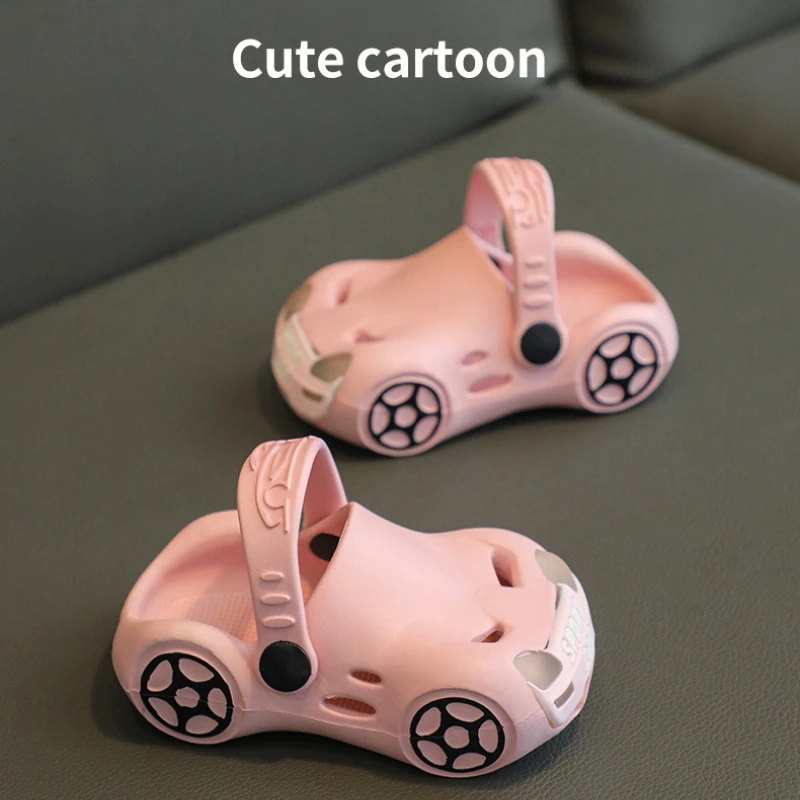 EVA Kids Sandals New Summer Luminous Cartoon Car Outdoor Toddler Shoes Cute Boys Girls Soft Bottom Sandals Slippers Beach Shoes