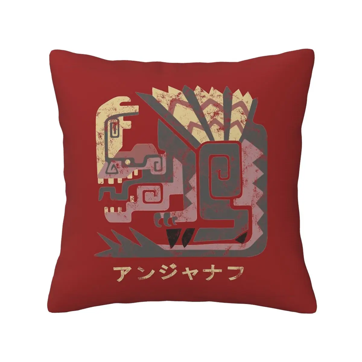 Мягкий чехол для подушки с изображением монстра Хантера мира Anjanath Icon Kanji, декоративная подушка, чехол для дома с двусторонней печатью