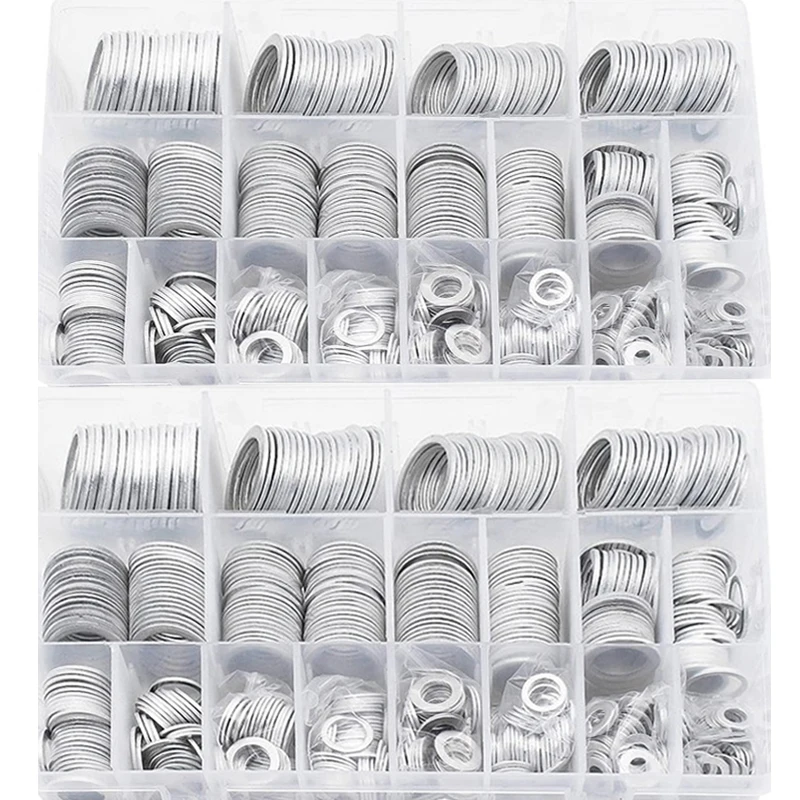 

200/280/360/450/540pcs M6 M8 M10 M12 M14 M16 M18 M20 M22 M24 Washer Oil Drain Plug Gaskets Aluminum Flat Washer Combination Kit