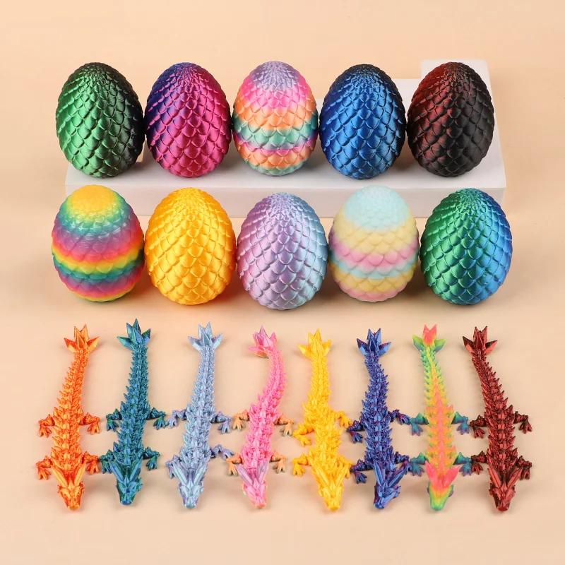 12Pcs 3D Printed Dragon Egg with Movable Dragon Modle Easter Gift Home Desktop Ornament Kids Birthday Party Favors Pinata Filler