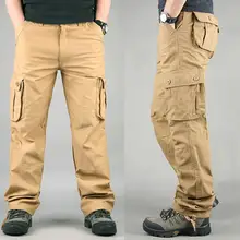 

2021 New Men Casual Solid Color Zipper Multi Pockets Sweatpants Cargo Long Pants Trousers