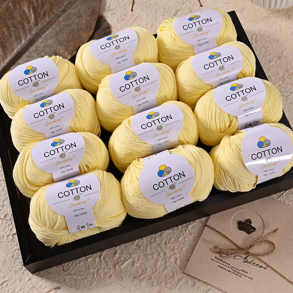 12개의 100% 면사 600g 부드러운 크로셰 뜨개질 실 세트 (DIY 스웨터, 스카프, 모자, 인형, 담요용)