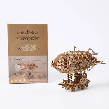 Creative Airship Model Jigsaw Puzzles Models Kit Child Model Car DIY 3D Puzzle Toys for Adults Handmade toys Wooden Model