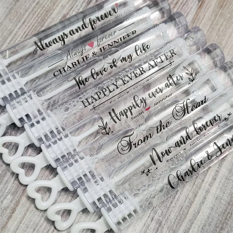 Personalisiertes Hochzeits-Blasenröhren-Etiketten-Set, individuelles Mini-Blasenröhrchen, Partygeschenke, Geschenk, BUBBLE FLUID, NICHT ENTHALTEN – Detail 1