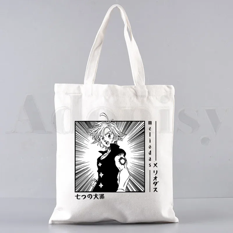 

Seven Deadly Sins Meliodas Design Shoulder Manga Canvas Bags Large Capacity College Nanatsu No Taizai Handbag Shopping Bag