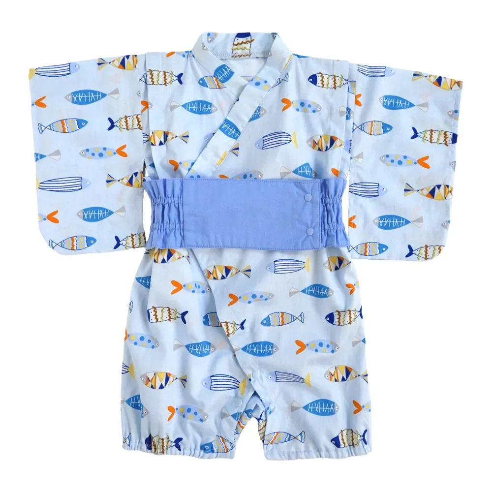 Kimono Bébé Garçon Traditionnel Japonais - Grenouillère Hiver En Tissu Noir - Costume Japonais Pour Fêtes Et Cosplay