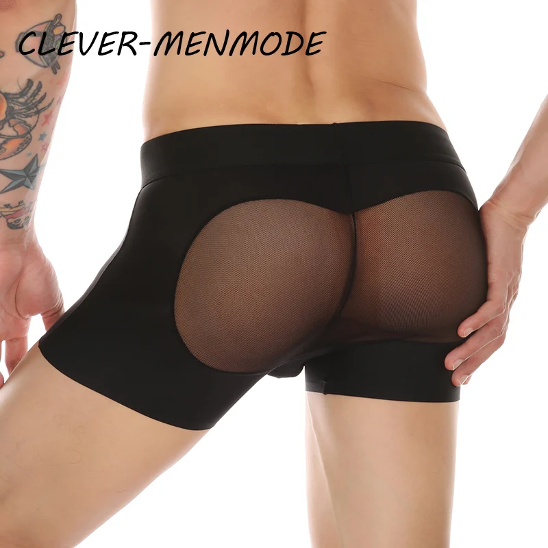 Men Underwear Sexy Low Rise Transparent Mesh Penis Pouch Boxers