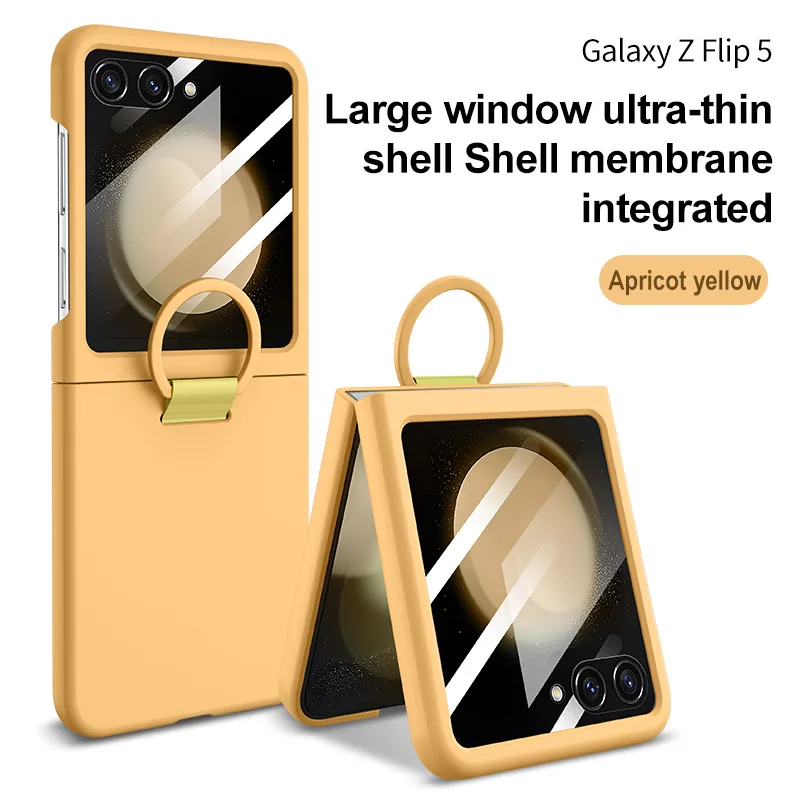 2024 Hot Skin Feel Glass Case for Samsung Galaxy Z Flip 6 5 5G Fold business Fashion Cover Anti-knock Cases for Flip5 Flip6 6