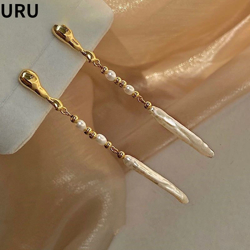 

Modern Jewelry Natural Freshwater Pearl Earrings Elegant Temperament High Quality Copper Long Dangle Earrings For Women