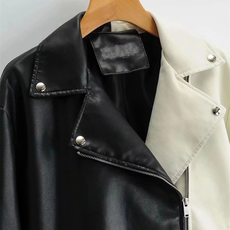Весенне-осенняя куртка Ueteey из искусственной кожи с лацканами, женское мотоциклетное пальто, повседневное пальто из мягкой искусственной кожи