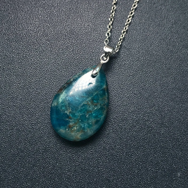 Natural Apatite Pendants Sterling 925 Silver Gemstone 17*25mm Divination Spiritual Meditation Fine Jewelry For Women Gift
