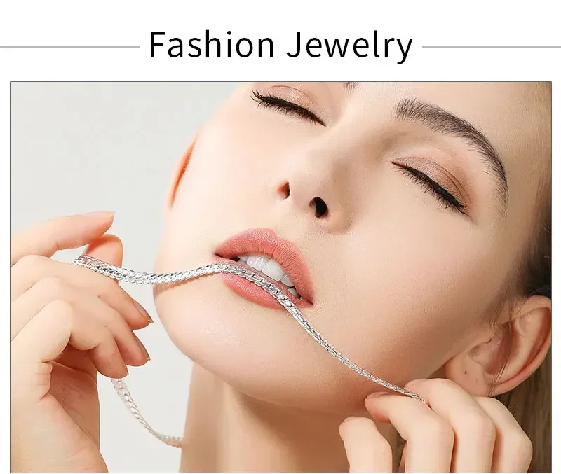 18K Gold 925 Sterling Silver 6mm Full Sideways Necklace 8/18/20/24 Inch Chain For Woman Men Fashion Wedding Engagement Jewelry