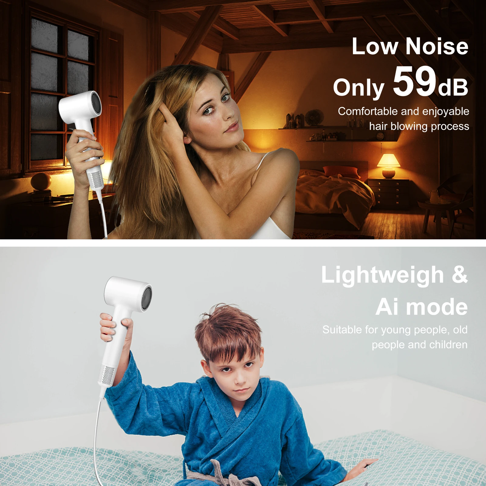 110,000rpm Motor High-speed Hair Dryer Negative Ionic Hair Care Blow Drier For Women 1600w Professional Quick Dry 59dB Low Noice