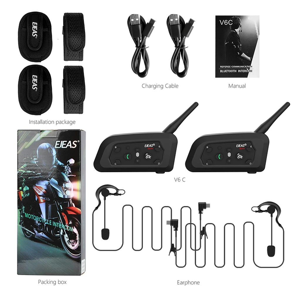 EJEAS V6C RPO Professional Football Referees Helmet Bicycle Intercom Wireless 800M Bluetooth Conference Interphones Waterproof