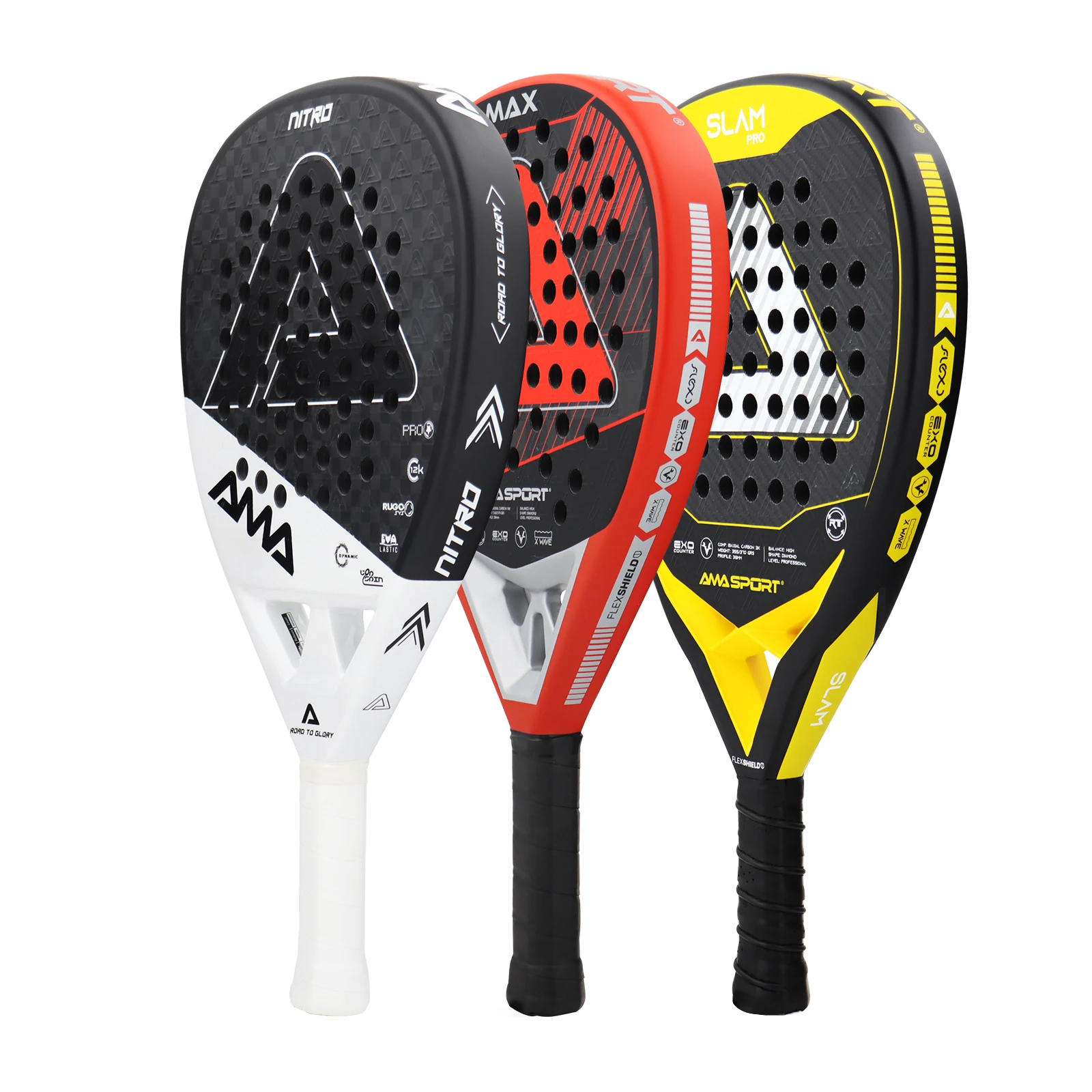 AMASPORT Padel Rackets 3K/12K/18K Carbon Fiber 3D Surface EVA Core High Balance Professional Paleta De Padel for Outdoor Sport
