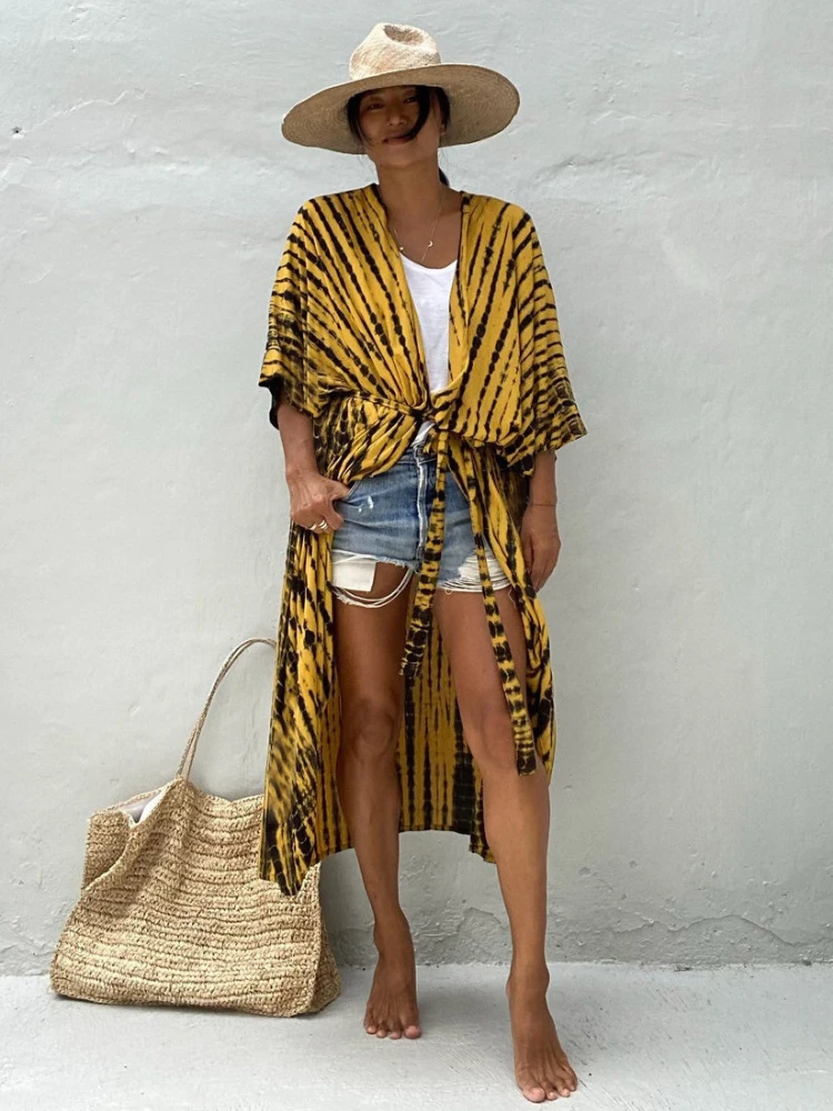 yellow beach kimono