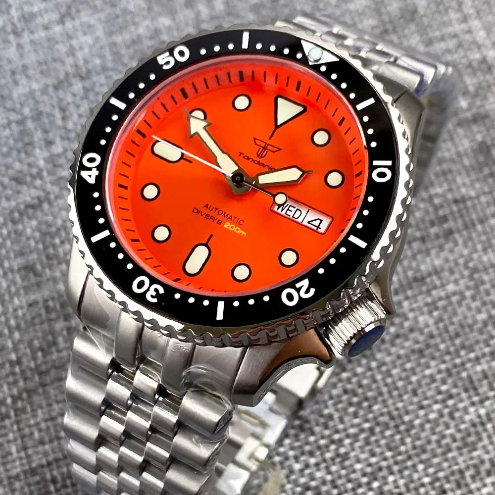 

Tandorio SKX Mod S NH36 Weekday Date Steel Mechanical Watch Men 120clicks Bezel Chapter Ring 3.8 Crown 20bar Waterproof Clock