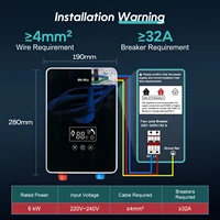 Chauffe-eau électrique instantané douche salle de bain à la demande eau chaude 220-240V 6001W LED affichage numérique température automatique 6