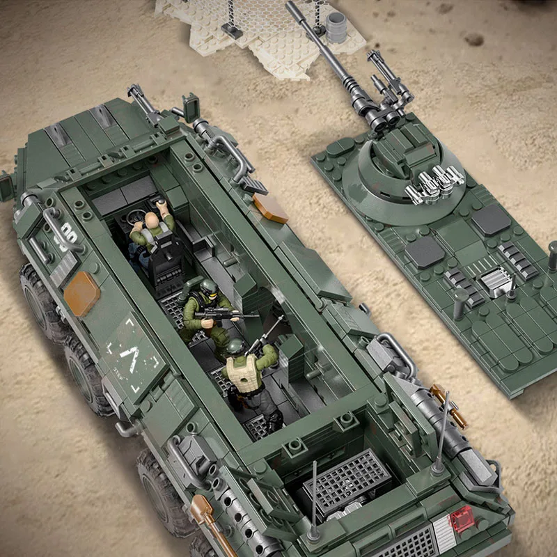 Xiang Jun Armored Vehicle Heavy Du Soldier Transport erman Tank Armed Assault Cannon Small Particle Assembly Toy Blos