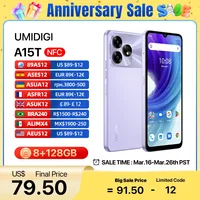 UMIDIGI A15T Smartphone Android 13 MTK Helio G95 Octa-Core NFC 8+8GB 128GB 64MP 6.7’’ HD+ 5000mAh Battery 18W Hotkey 4G Dual SIM 1