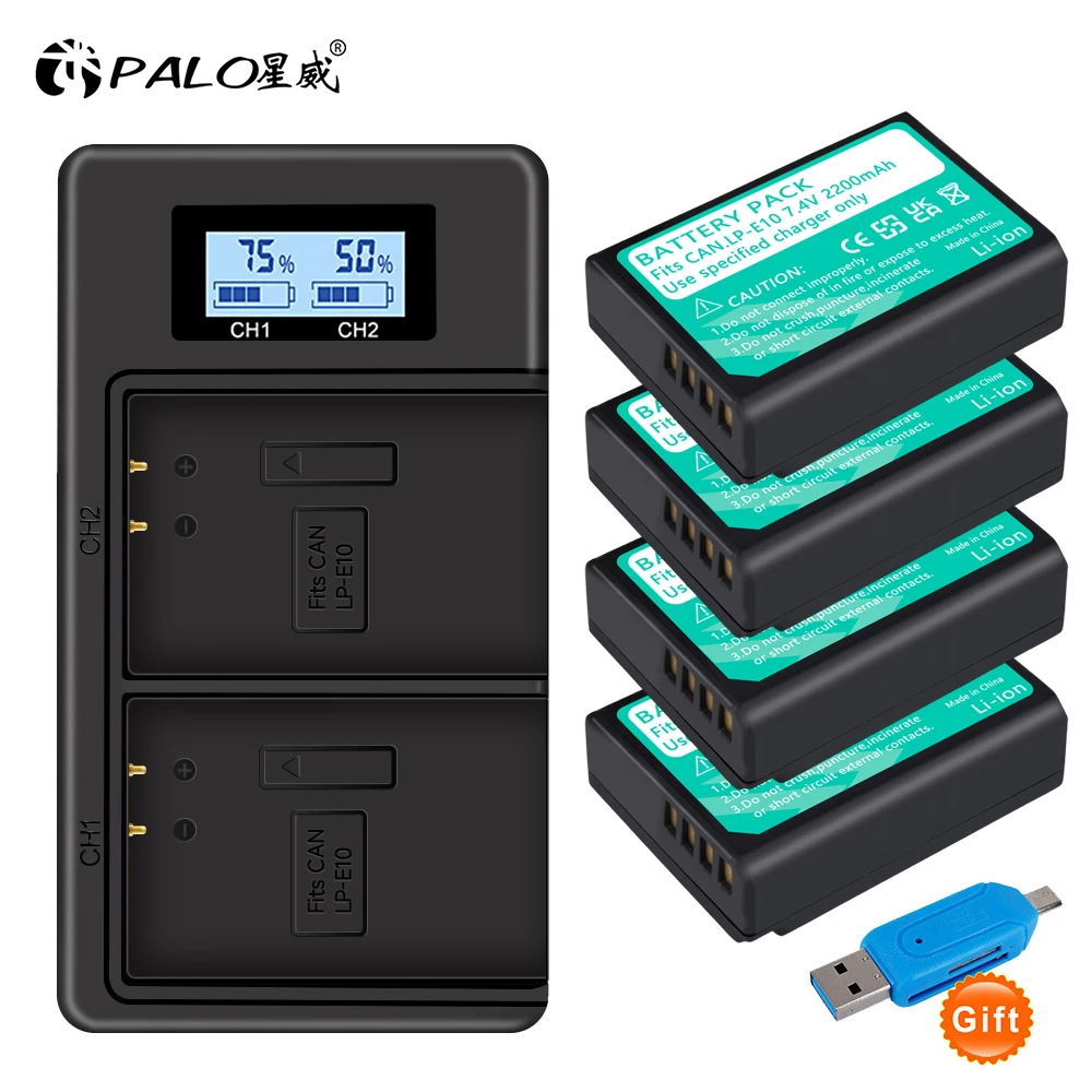  BM Premium Pack of 2 LP-E10 Batteries and USB Dual