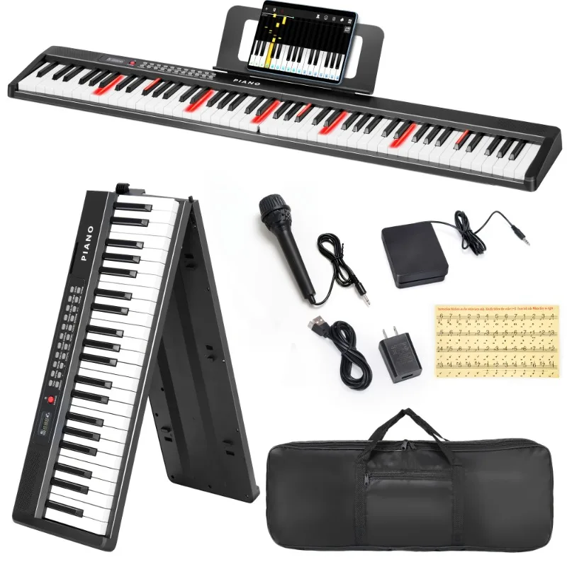 Portable 88 Keys Foldable Electronic Organ Digital Piano Multifunctional Electronic Keyboard Piano Student Musical Instrument