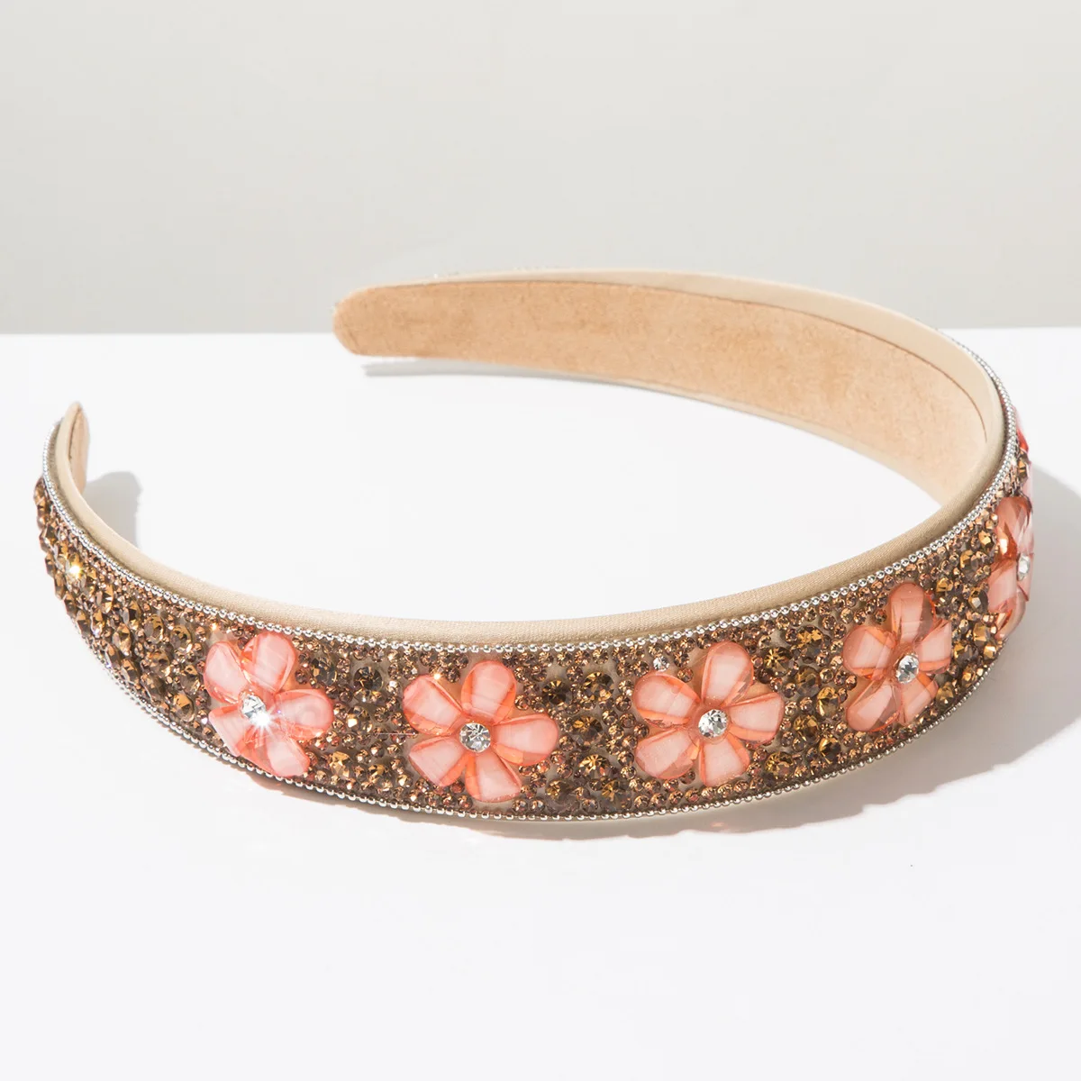 Neues Einfarbiges Stirnband für Frauen Modisches Kristallblumen-Vollstrass Barockes Haarband Trendiges Party- und Bankett-Haaraccessoire – Detail 16