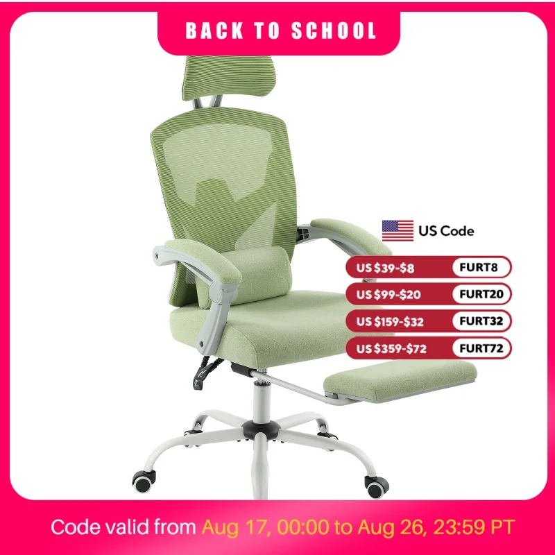 JHK Ergonomic Reclining High Back Mesh Living Room Rocking Gaming Chair Computer Desk Swivel Rolling Lumbar Support Pillow