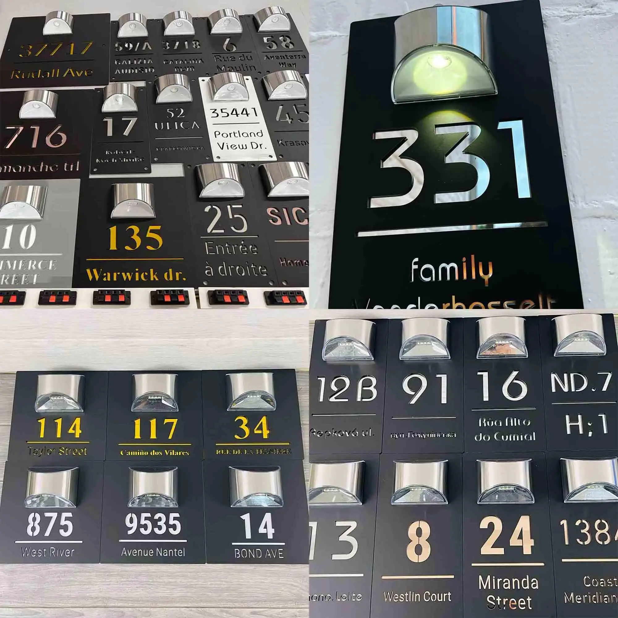Custom Led House Number Solar Acrylic Property Number Door Signs Address Plaque Led lit Numbers Street Name Door Plate Decor