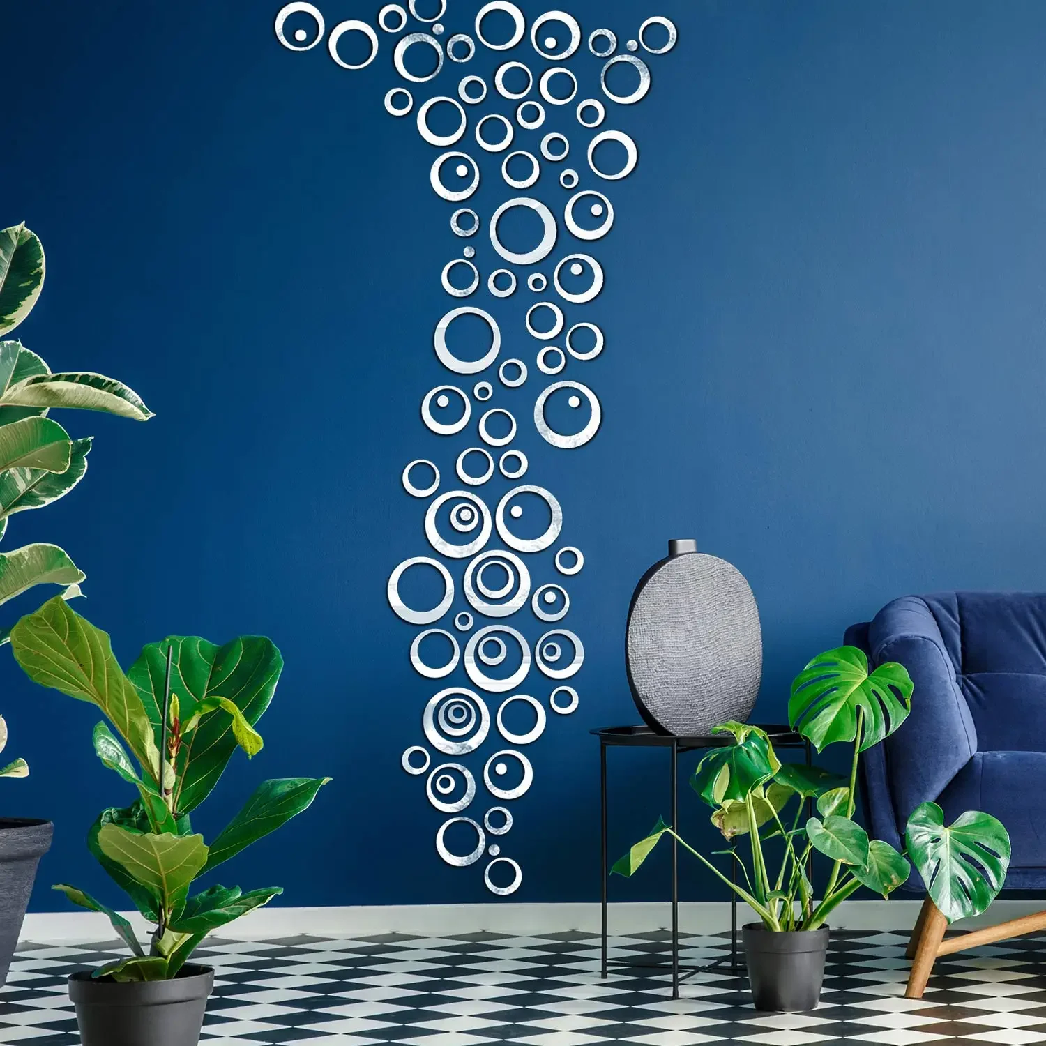 Home Decor Wall Stickers 3D Mirror Acrylic Round Love Decal Self-Adhesive Bedroom Office Background Mural DIY