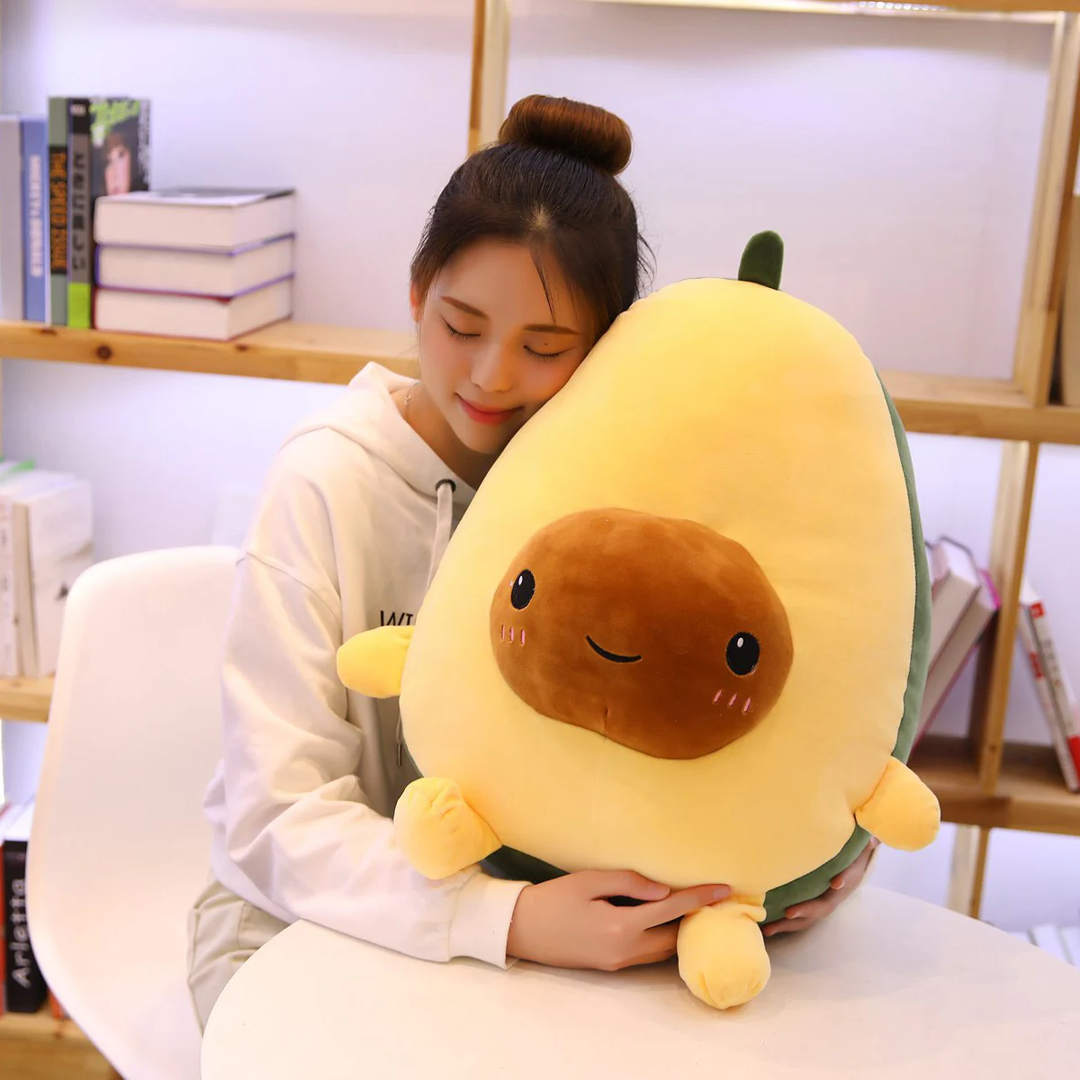 Happy Half Avocado Family Plush Toy Shy Figured Baby Green Fruit Plant Plushie Squishy Toys Props Kids Gift 30/40/60cm