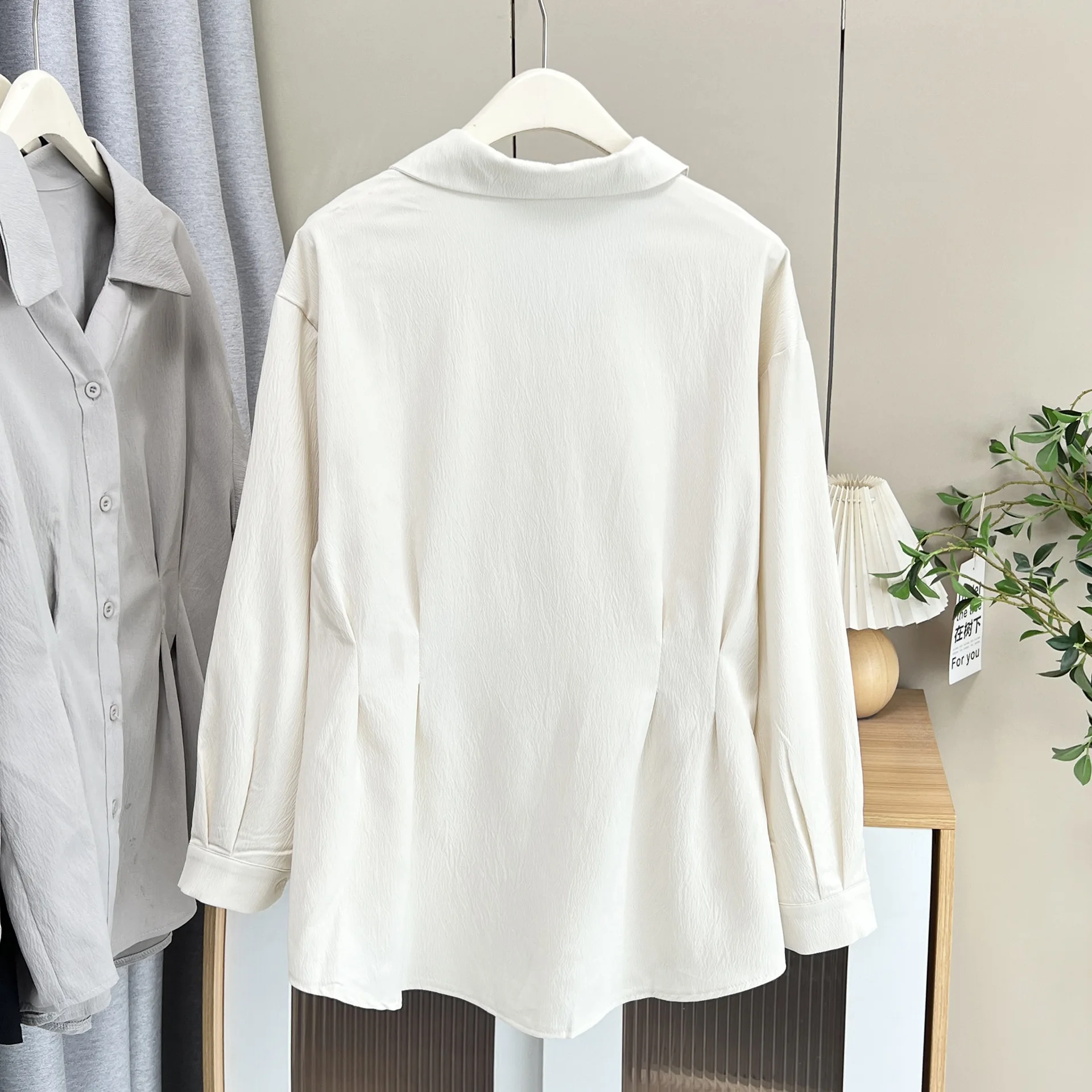 XXXXL Fashion Plus Size Women's Blouses 2025 Autumn New waist-cinching Long Sleeved Casual Shirt 7460