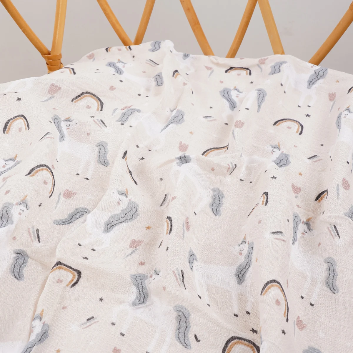 HappyFlute  Bamboo Cotton Baby Muslin Swaddle Baby Blanket Soft Baby Towel Wrap 4