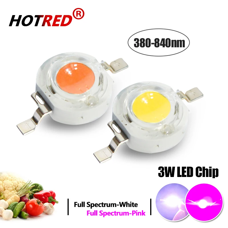 Description Picture 3 of itemLED 1W 3W 5W 400nm-840nm Full Spectrum Pink White Grow Light Chip COB Diode Beads for Indoor Plant Growth DIY Spot Light Part