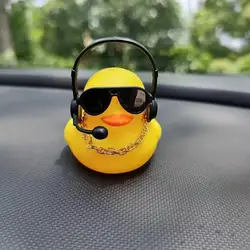 Chic Rubber Duck Dashboard Decor with Stylish Accessories (Earphone Duck)