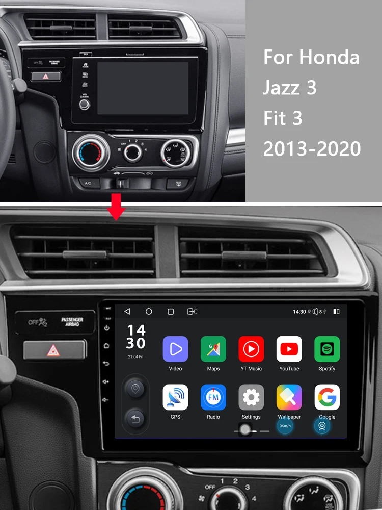 For Honda Fit Jazz 2014-18 Android 12 Car Stereo Radio Gps Navi 