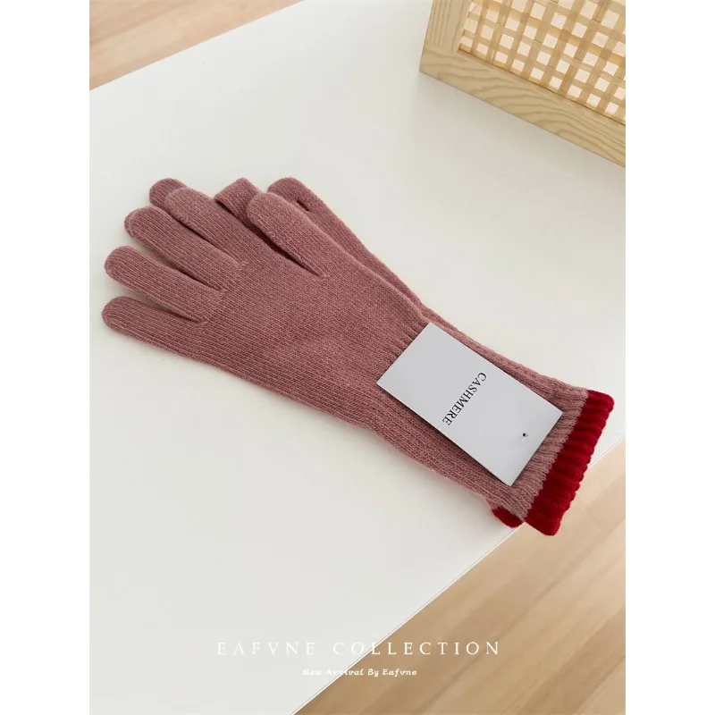 Korean Touch Screen Knitted Gloves Women Winter Warm Woolen Gloves Outdoor Thicken Riding Mitten Unisex Christmas Work Gloves