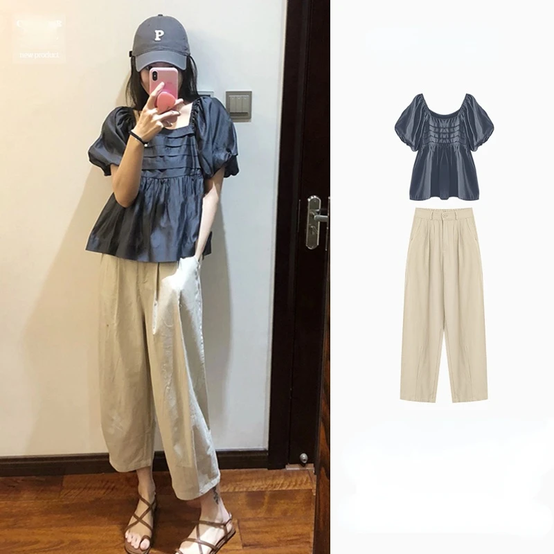 

Лето 2023, Женская яркая облегающая футболка, топы, костюм из двух предметов, Y2K