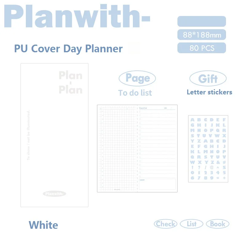 Kawaii Daily Planner - Portable Soft Cover Agenda with Self-Filled Dates