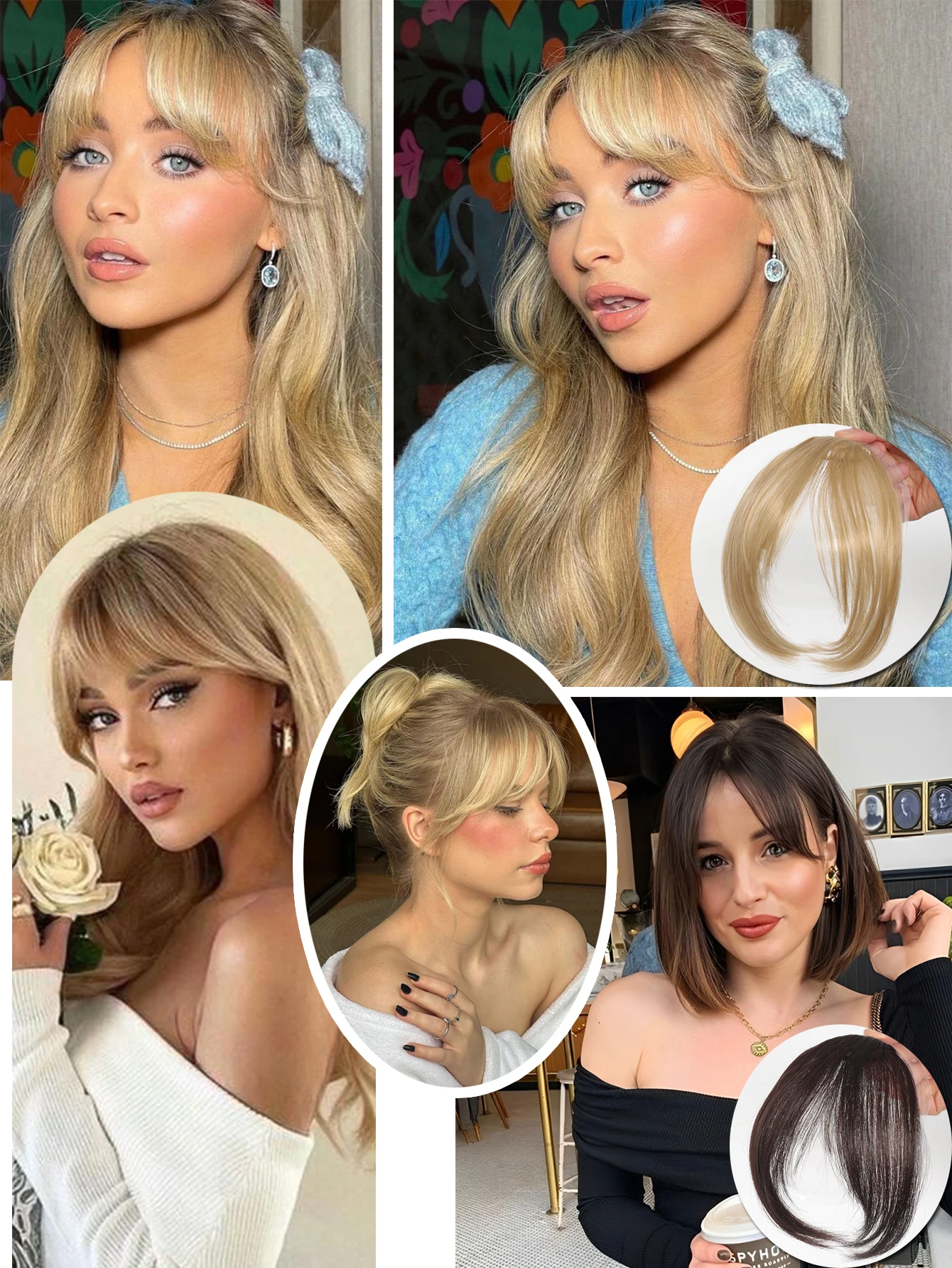 Synthetic Hair Extensions Clip In Natural Bangs for Women