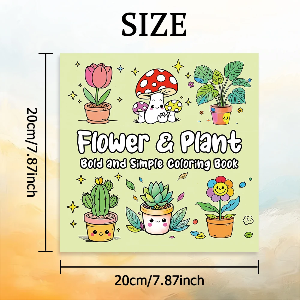 FLOWER & PLANT Bold-easy Patterns Coloring Book for Adults Cute Drawing Book Perfect Gift for Party and Birthday 2