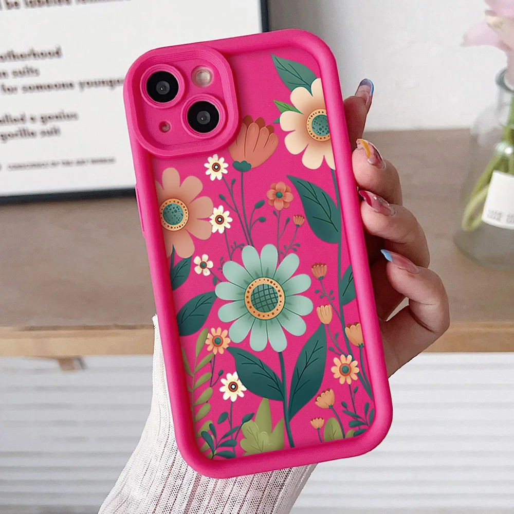 Floral Wrist Chain Lanyard Phone Case with Soft TPU Cover