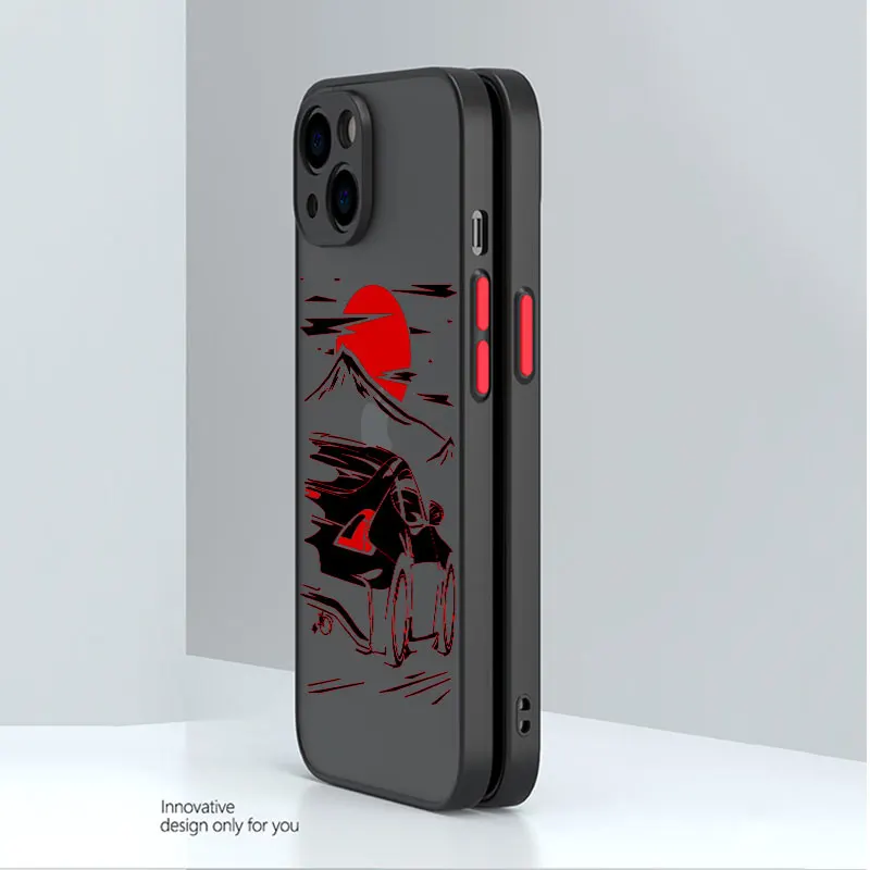Matte Silicone Edge Clear Phone Case with JDM Dream Car Design