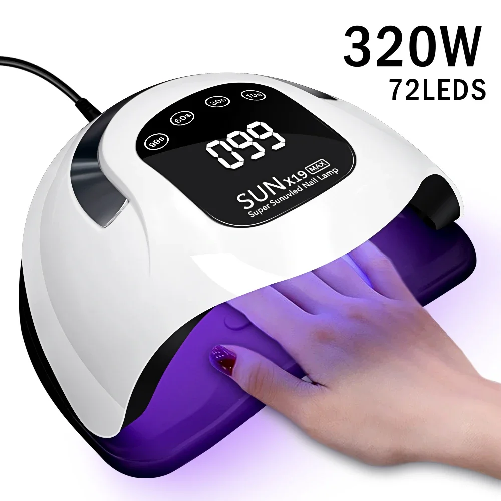 SUN X19 MAX UV LED 네일 건조 램프, 전문 UV 네일 드라이어 라이트, 젤 네일용 72 비드, 빠른 경화 젤 광택제 램프, 320W Best5 SUN X19 MAX UV LED 네일 건조 램프, 전문 UV 네일 드라이어 라이트, 젤 네일용 72 비드, 빠른 경화 젤 광택제 램프, 320W Best5